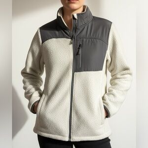 CB Casual Gray and Cream Teddy Jacket
